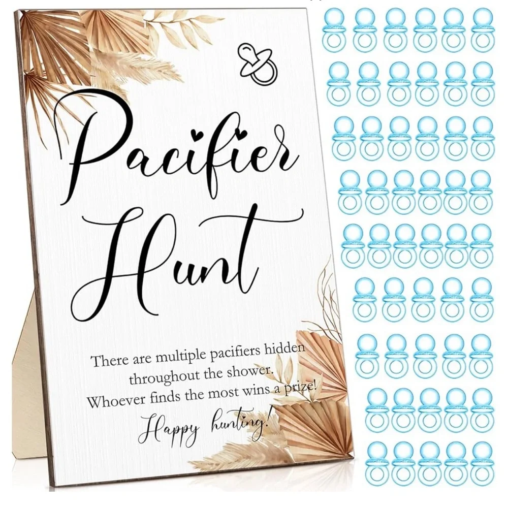 12 Large Blue Pacifier Party Favors For Baby Shower pacifier game.